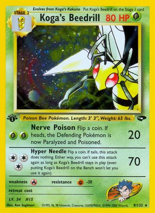 Koga's Beedrill 9/132 - Gym Heroes