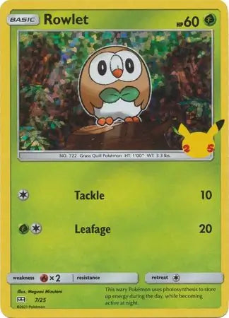 Rowlet Holo 7 - Mcdonald's 25th Anniversary