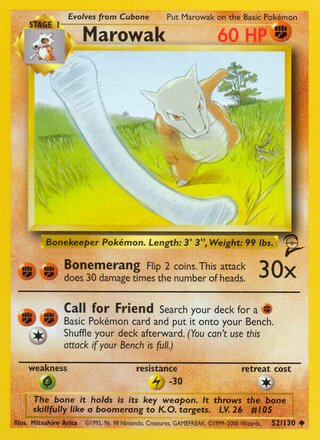 Marowak 52/130 - Base Set 2