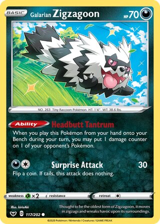 Galarian Zigzagoon 117/202 - Sword & Shield Base