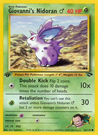Giovanni's Nidoran ♂ 76/132 - Gym Heroes