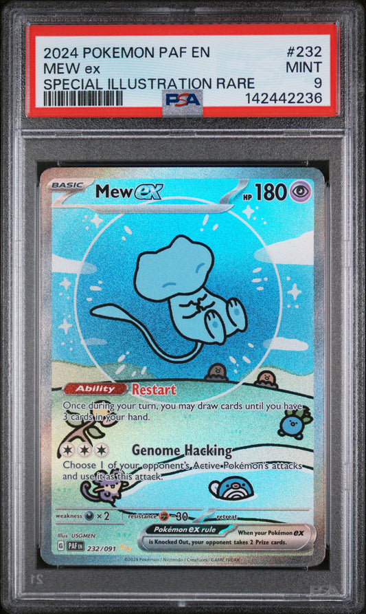 2024 POKEMON PAF EN-PALDEAN FATES #232 MEW ex SPECIAL ILLUSTRATION RARE PSA9
