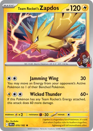 Team Rocket's Zapdos 070/182 - Destined Rivals