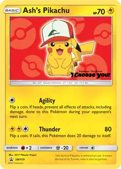 Ash's Pikachu SM109 - Sun & Moon Black Star Promo