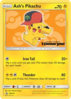 Ash's Pikachu SM110 - Sun & Moon Black Star Promo