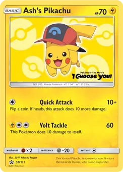 Ash's Pikachu SM111 - Sun & Moon Black Star Promo