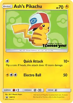 Ash's Pikachu SM112 - Sun & Moon Black Star Promo