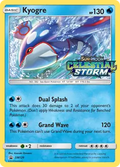 Kyogre Prerelease SM129 - Sun & Moon Black Star Promo