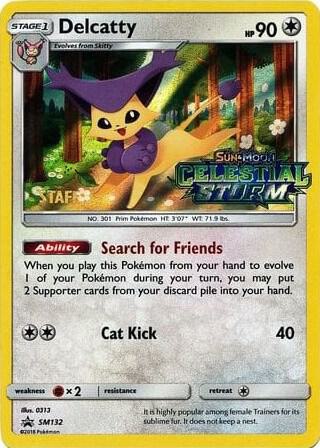 Delcatty Prerelease Staff SM132 - Sun & Moon Black Star Promo