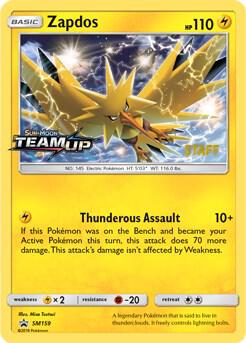 Zapdos Prerelease Staff SM159 - Sun & Moon Black Star Promo