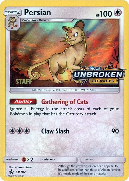 Persian Prerelease Staff SM182 - Sun & Moon Black Star Promo