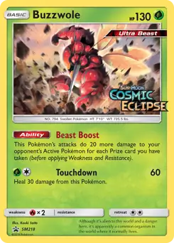 Buzzwole Prerelease SM218 - Sun & Moon Black Star Promo