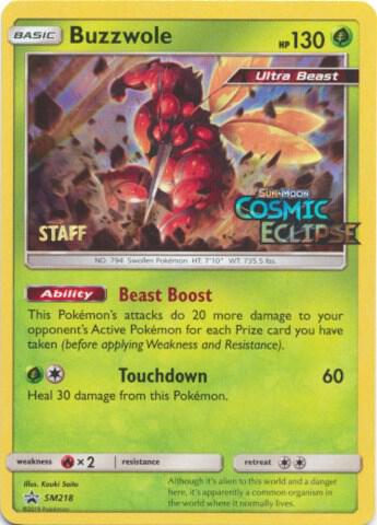 Buzzwole Prerelease Staff SM218 - Sun & Moon Black Star Promo