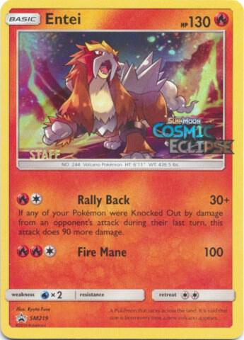 Entei Prerelease Staff SM219 - Sun & Moon Black Star Promo