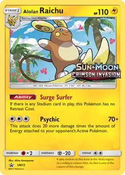 Alolan Raichu Prerelease SM72 - Sun & Moon Black Star Promo