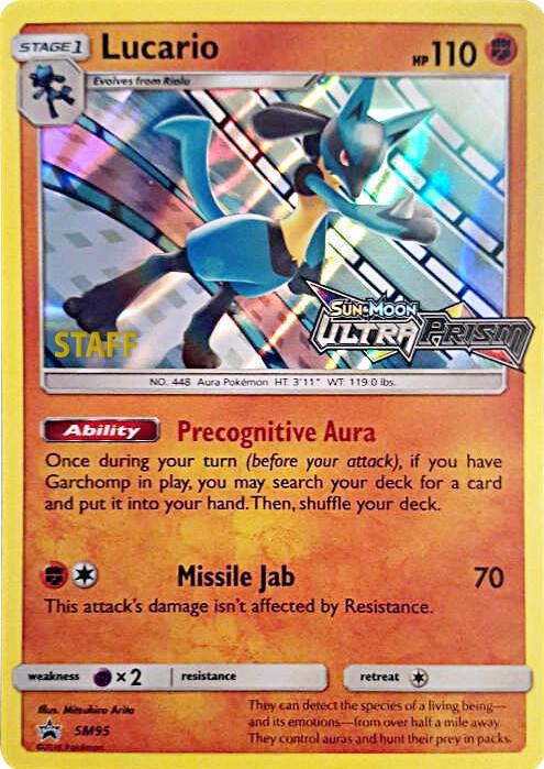 Lucario Prerelease Staff SM95 - Sun & Moon Black Star Promo