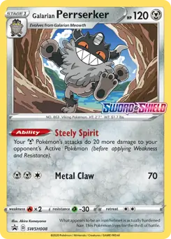 Galarian Perrserker Prerelease SWSH008 - Sword & Shield Promo
