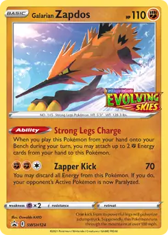 Galarian Zapdos Prerelease SWSH124 - Sword & Shield Promo
