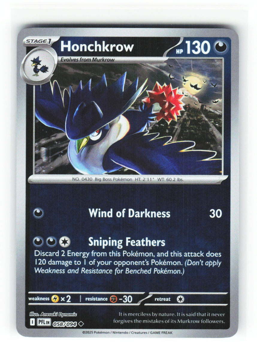 Honchkrow 058/094 - Phantasmal Flames - NM (ID: 53133550292995) - front