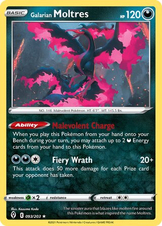Galarian Moltres 093/203 - Evolving Skies