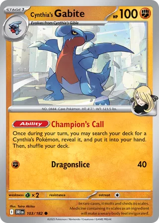 Cynthia's Gabite 103/182 - Destined Rivals