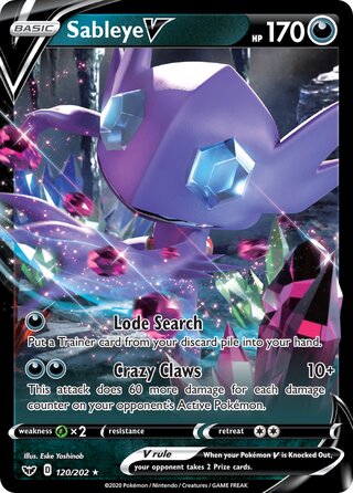Sableye V 120/202 - Sword & Shield Base