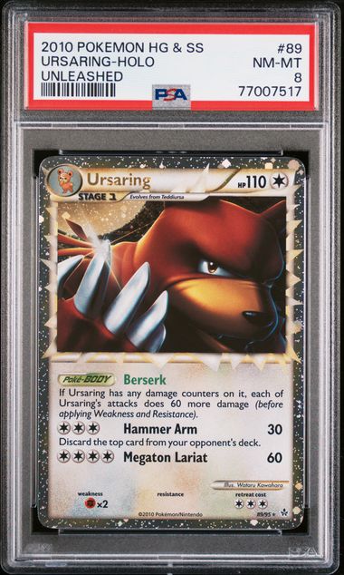 2010 POKEMON HEARTGOLD & SOULSILVER UNLEASHED #89 URSARING-HOLO UNLEASHED – PSA 8 – forside