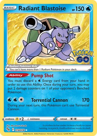 Radiant Blastoise 018/078 - Pokémon GO