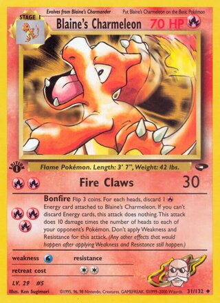 Blaine's Charmeleon 31/132 - Gym Heroes