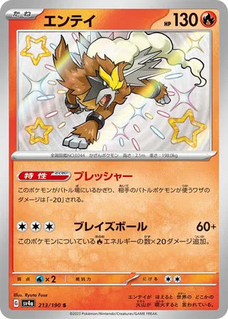 Entei Shiny Treasure ex 213/190