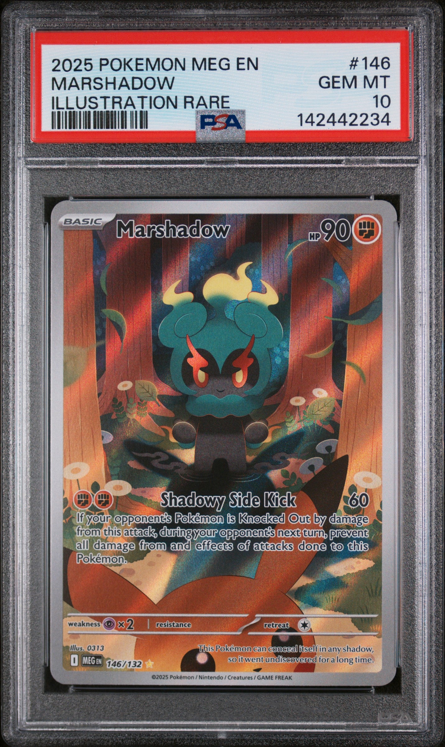 2025 POKEMON MEG EN-MEGA EVOLUTION #146 MARSHADOW ILLUSTRATION RARE PSA10