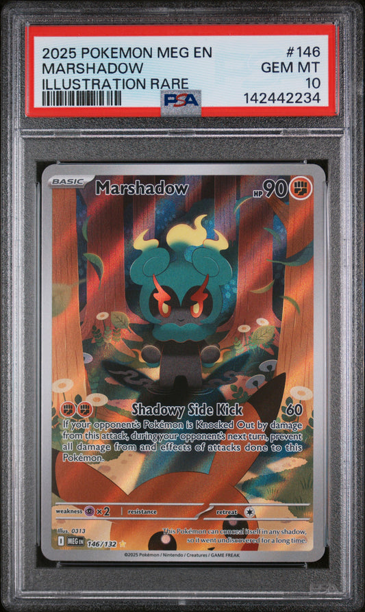2025 POKEMON MEG EN-MEGA EVOLUTION #146 MARSHADOW ILLUSTRATION RARE PSA10