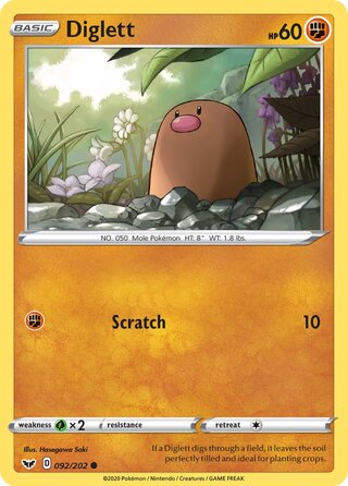 Diglett 092/202 - Sword & Shield Base