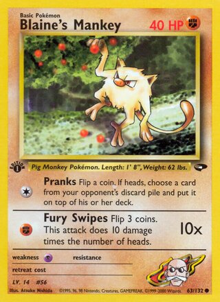 Blaine's Mankey 63/132 - Gym Heroes