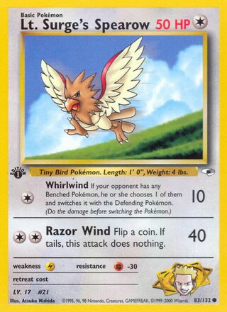 Lt. Surge's Spearow 83/132 - Gym Heroes