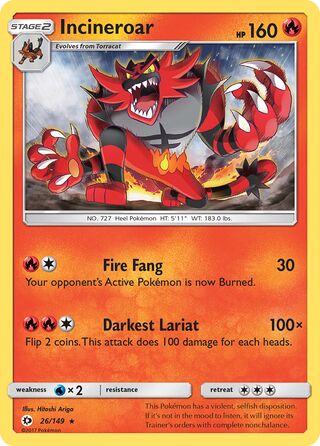 Incineroar 26/149 - Sun & Moon Base