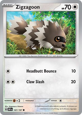 Zigzagoon 167/197 - Obsidian Flames