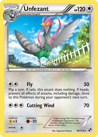 Unfezant 86/114 - Bllack & White Base