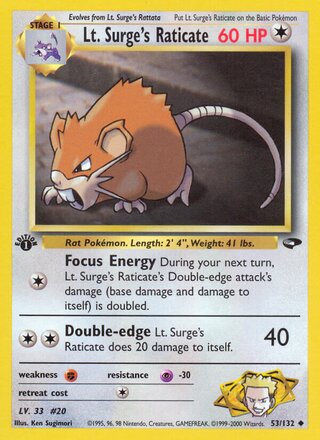 Lt. Surge's Raticate 53/132 - Gym Heroes
