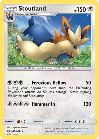 Stoutland 105/149 - Sun & Moon Base