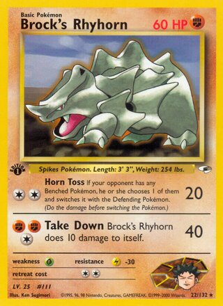 Brock's Rhyhorn 22/132 - Gym Heroes