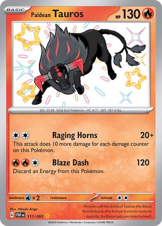 Paldean Tauros 111/091 - Paldean Fates