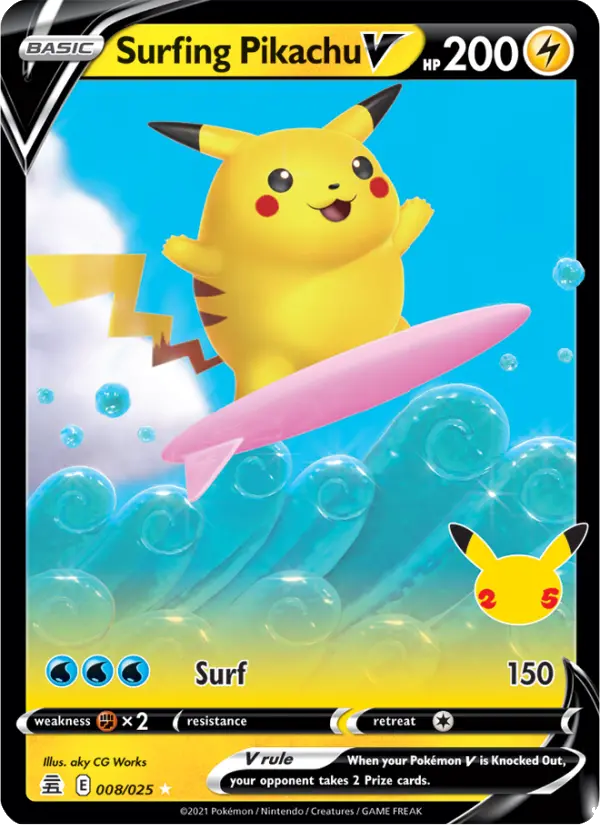 Surfing Pikachu V 8/25 - Celebrations